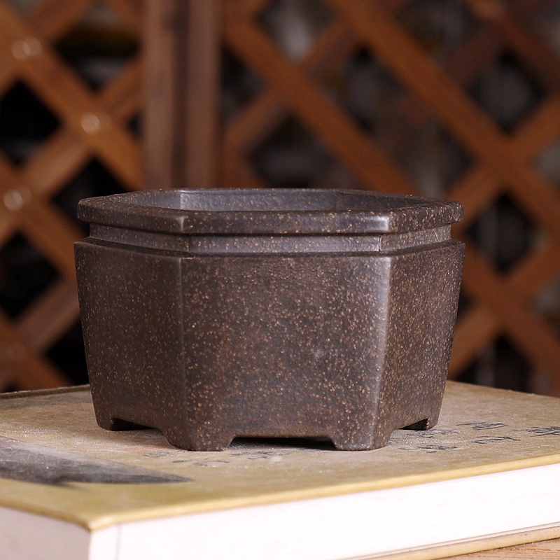 Hexagon Bonsai Pot, Purple San - огляд і ціна Bonsai Garden Chinese Garden