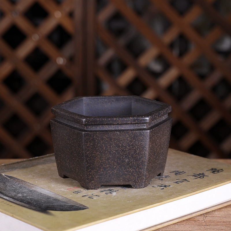 Hexagon Bonsai Pot, Purple San - огляд і ціна Bonsai Garden Chinese Garden